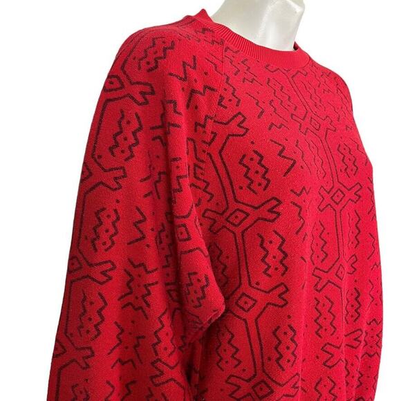 QW Avant Garde Womens Vintage All Over Graphic Print Crew Neck Sweatshirt Red M - Picture 2 of 16